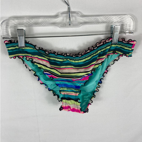 Shade & Shore Bikinihose mehrfarbig gestreift Rüschen Salatrand Größe Medium - Bild 2 von 5