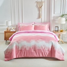 Blush Pink and White Gradient Comforter Set Size 7 Pieces Queen Blush and White