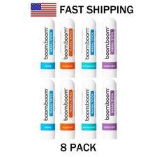 New 8 PACK BoomBoom Nasal Inhaler Stick Energy Boost Focus Aromatherapy Oil