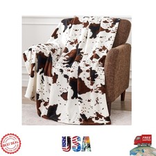 Ultra Cozy Cow Print Throw Blanket 50x60 - Lightweight Fleece for Travel Home