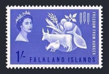 Falkland 146 block/4,MLH/MNH.Michel 141. FAO 1963.Freedom from Hunger campaign.