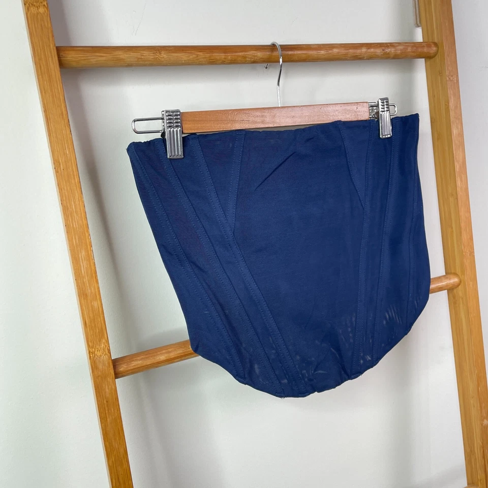 Top corsé zorro blanco para mujer mediano azul marino malla sin tirantes deshuesado sin mangas Foto 2 de 4