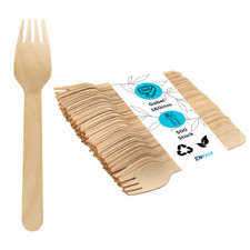 Holzgabeln Einweg 500 Stück - Gabeln aus Holz 160mm - Einmalbesteck Holzbesteck