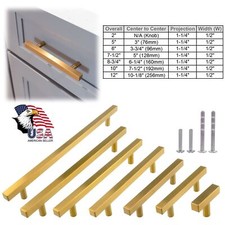 Brushed Gold Modern Kitchen Cabinet Handles Bar Pull Drawer Knob Stainless Steel