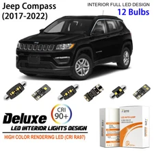 LED Interior Light Kit for Jeep Compass 2017-2022 White Dome Light Bulbs Upgrade