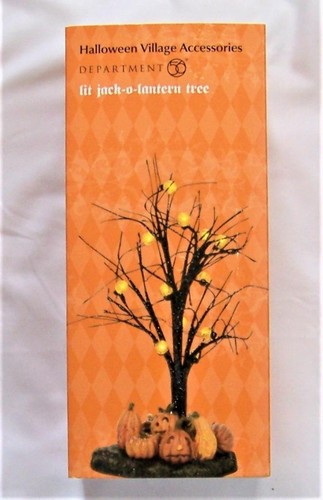 Dept 56 Halloween LIT JACK-O-LANTERN TREE #4057631 NRFB Village black pumpkin * - Picture 2 of 3