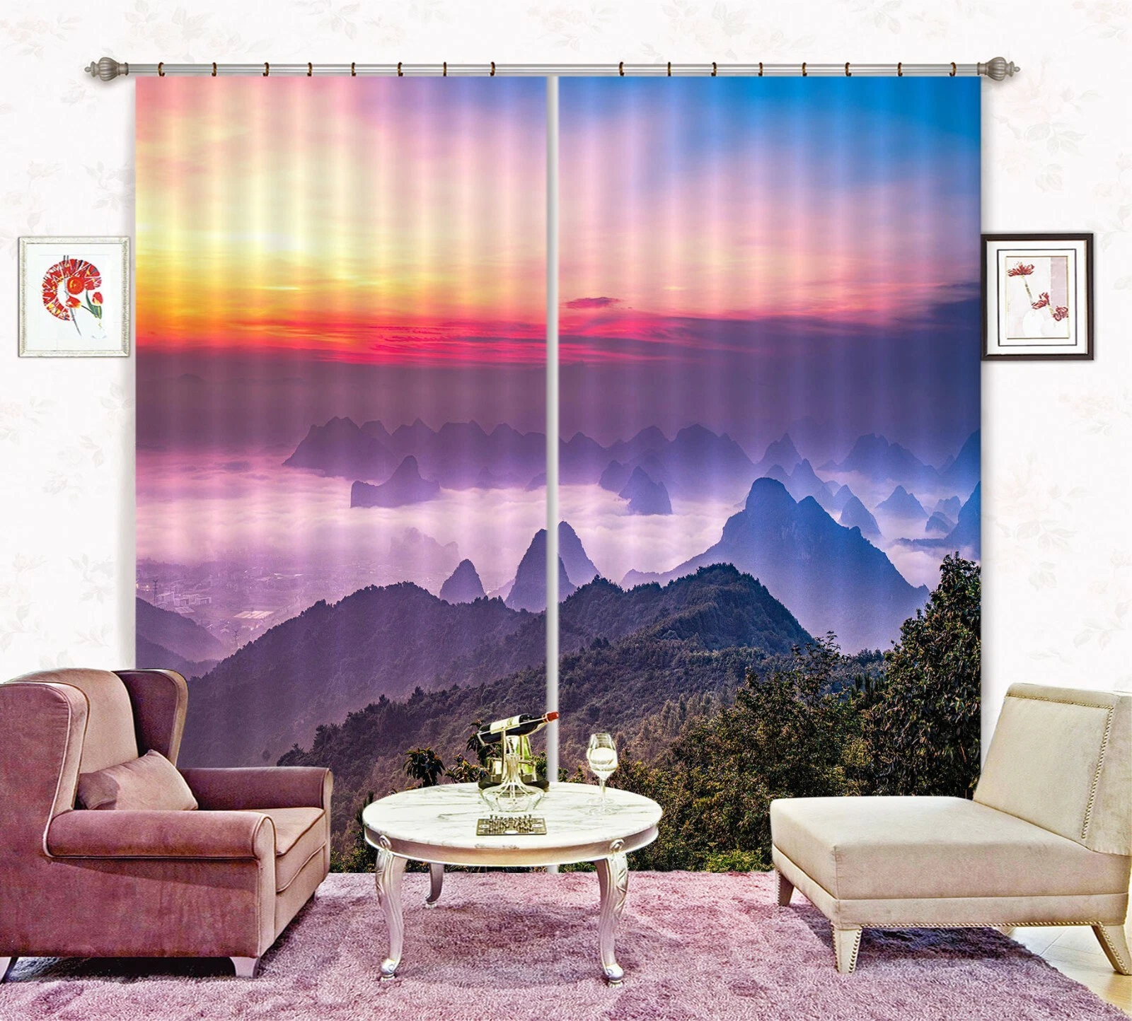 3D Sunset Mountain ZHUA1754 Blockout Photo Curtain Fabric Window Zoe