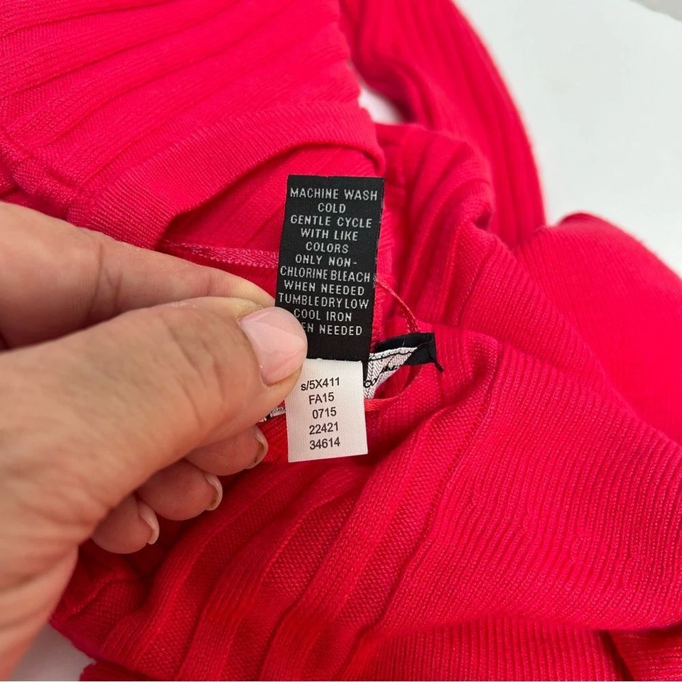 INC International Concepts Cherry Red Pink 1/2 Zip Ribbed Sweater Dress Small - Image 3 of 4