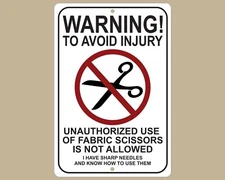 Quirky Don't Use Fabric Scissors Sign, Sewing Area Decoration, Crafter's Decor