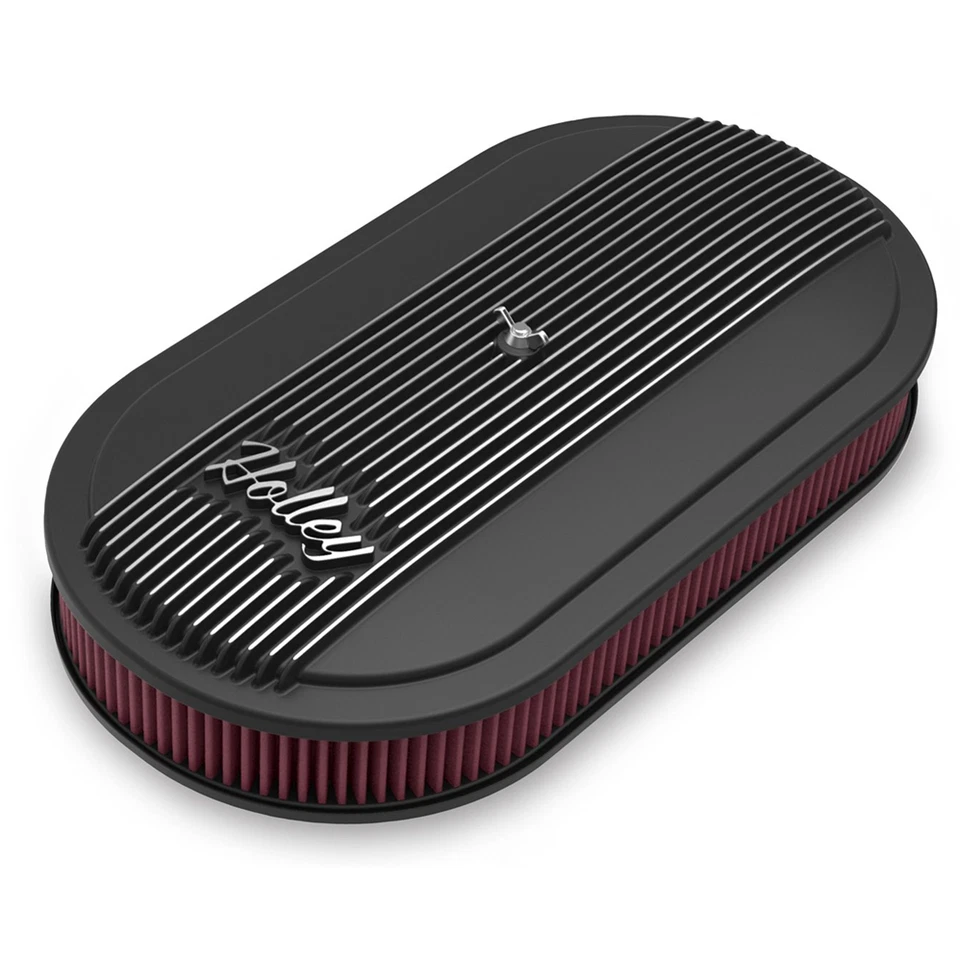 Holley Air Cleaner Vintage Oval Red Cotton Gauze Black For Single 4-bbl Carb. - Image 2 of 4