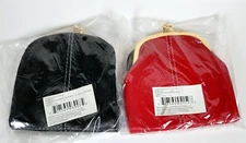 2 Women's Coin Change Purse Wallet Gold Kisslock Expands Vintage Design NEW