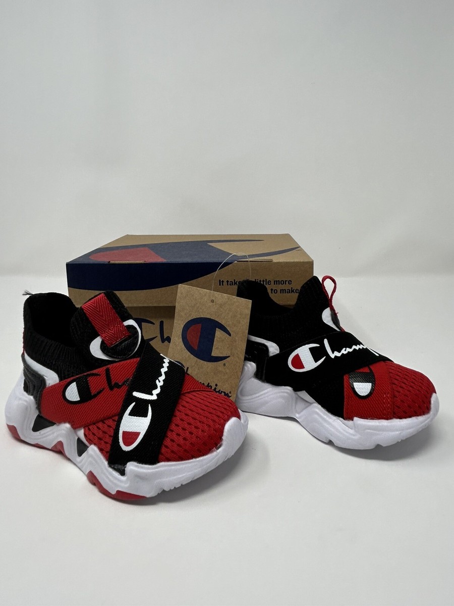 Champion Big Boy’s Hyper Cross Low Sneakers Size  Toddler-Black/Red/White-NIB!!