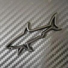 Car Badge Shark Outline Metal Black Trunk Side Motorcycle Rear Emblem Sticker