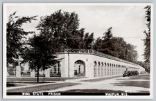 Waupun Wisconsin WI State Prison Old Cars Real Photo Postcard RPPC 1940s
