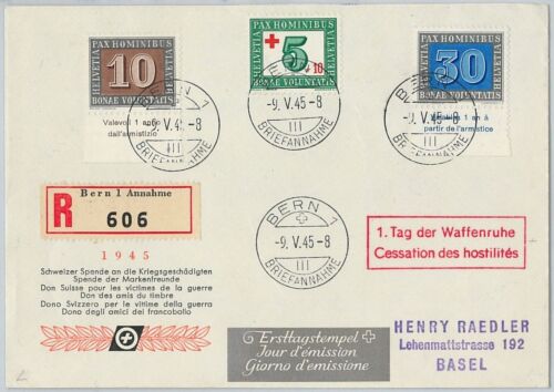 58440 -  SWITZERLAND - POSTAL HISTORY:  FDC COVER  1945 . PEACE Red Cross - Picture 1 of 1