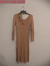 Wayf Dede X Emily X BFF Hollie Women's Camel Long Sleeve Ribbed Sweater Dress, S