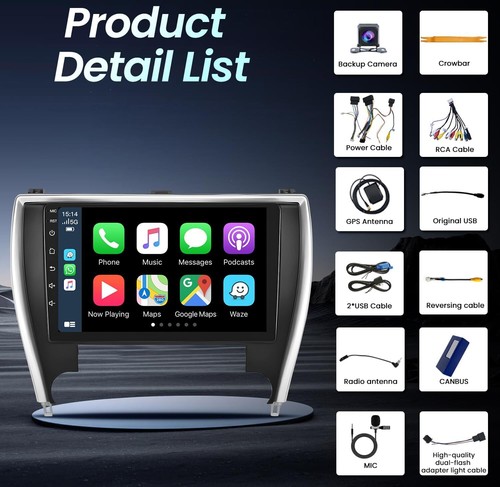 For Toyota Camry 2015-2017 Android 13.0 Car Stereo Radio GPS Navi Carplay 4+64GB - Picture 13 of 13