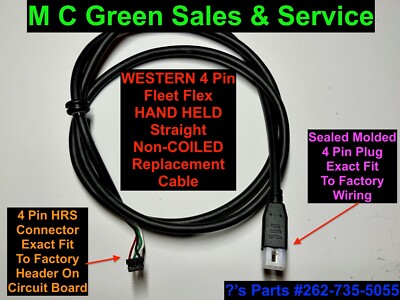 WESTERN 4 PIN FLEETFLEX HANDHELD CONTROLLER NONCOILED REPLACEMENT CORD SNOW PLOW
