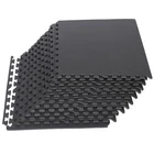 24 x 24" Black Home Puzzle Exercise Floor Mat EVA Training Mats, 12 Pieces