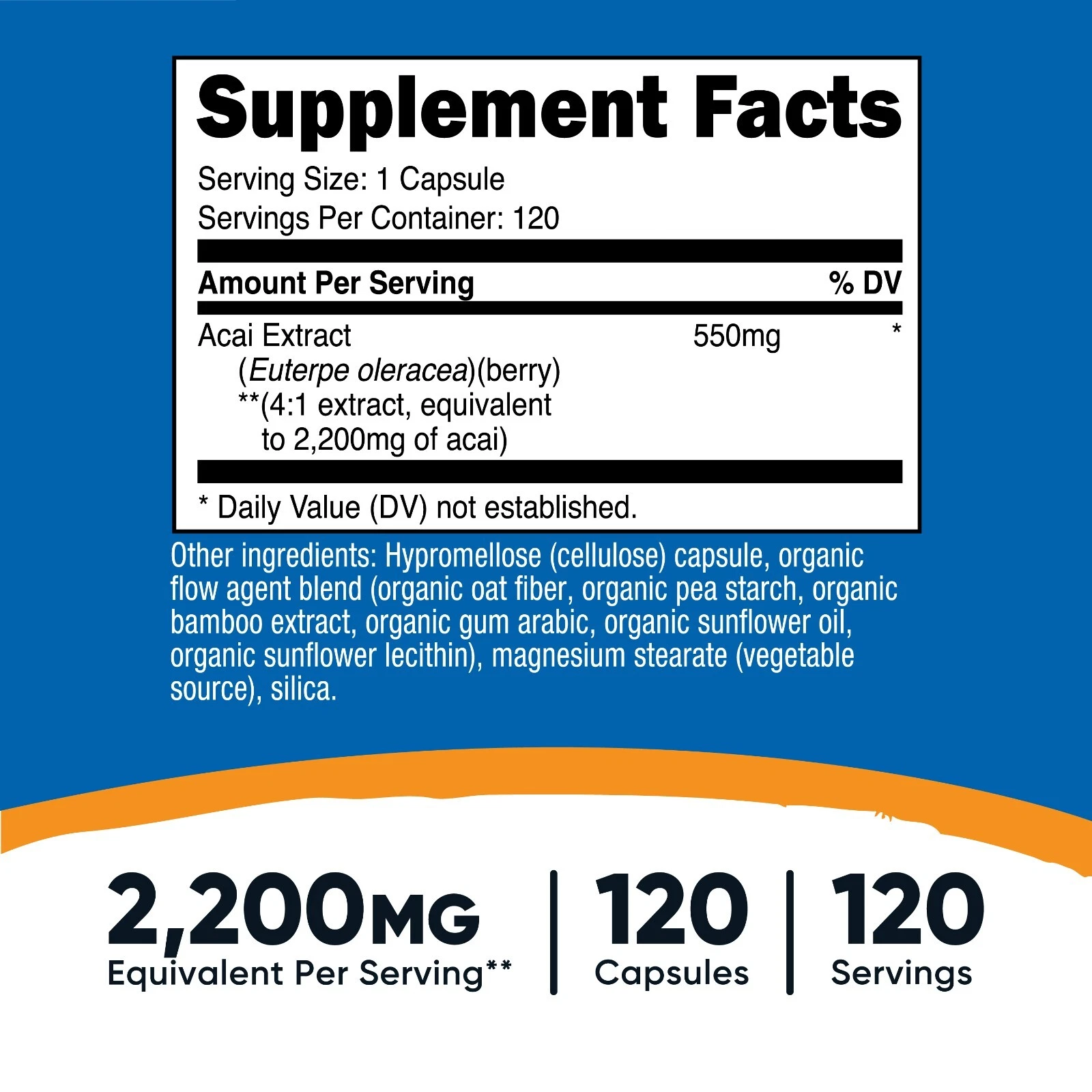 Acai Supplement Facts