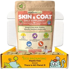 Skin and Coat Supplement for Dogs - Dog Allergy Chews Omega 3 Fish Oil for Dogs