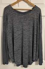 ana a new approach Women’s Xxl Blue Long Sleeve Round Neck Blouse