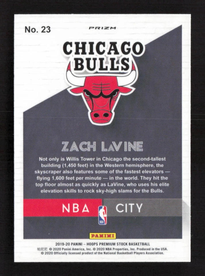 Zach LaVine 2019-20 Hoops Holo #23 NBA City Chicago Bulls NBA - Image 2 of 2