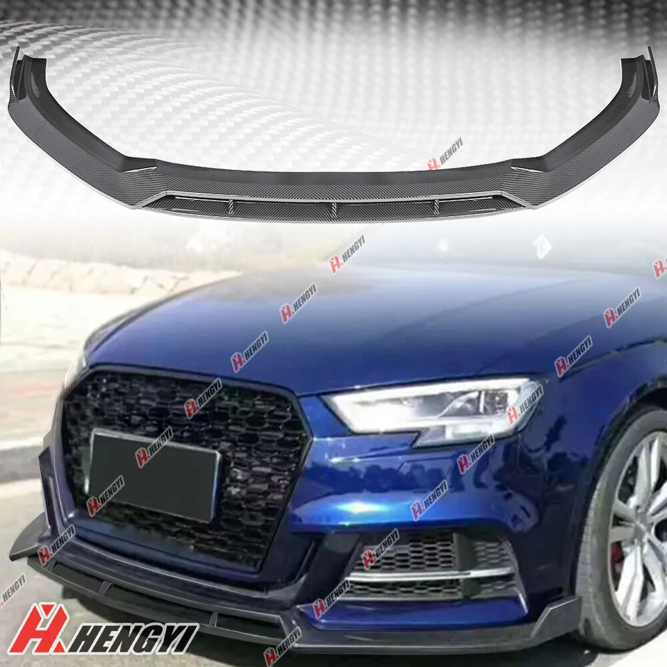 Divisor de labios delantero fibra de carbono aspecto para Audi A3 RS3 S3 8V S-line 2017 2018 2020 Foto 2 de 4