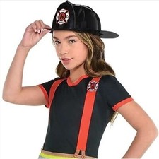Wild Fire Girls Firefighter with Hat Halloween Costume Girls Small 4-6 NEW 