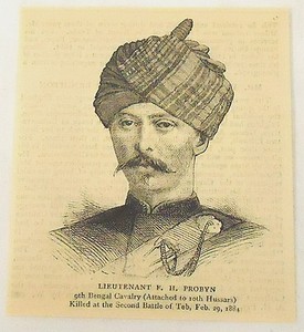 1884 magazine engraving Lieutenant F.H. PROBYN 9th Bengal Cavalry British Forces