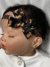 Camo Hair Bow Green Brown black Tan camouflage hairbow, 2  Camo hunting hairbow