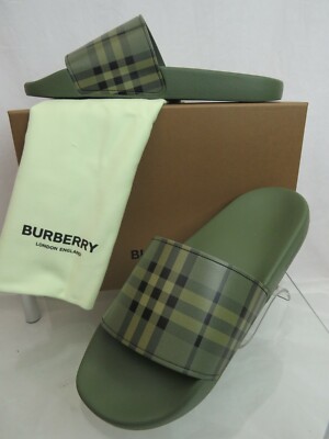 BURBERRY FURLEY GREEN RUBBER CAMOUFLAGE LETTERING LOGO SANDAL SLIDES EUR 41 US 8 BURBERRY FURLEY GREEN RUBBER CAMOUFLAGE LETTERING LOGO  main image 4