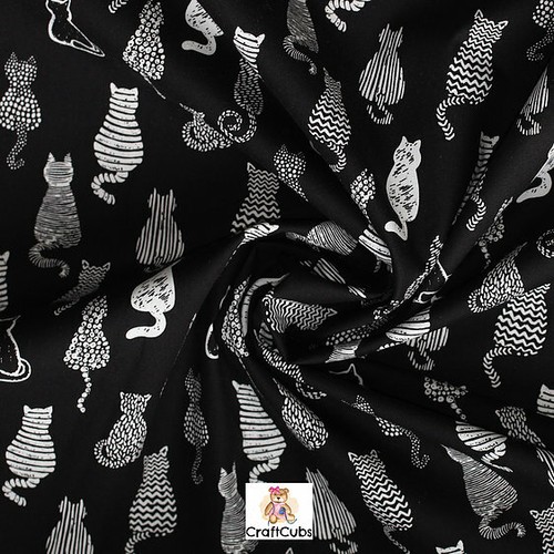 Cya Later Catlligator Cotton Poplin Fabric in Black //100% cotton woven fabric - Bild 2 von 4