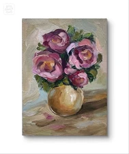 Original Art Peony Painting Pink Flowers Art Peonies Impasto Painting Floral Art