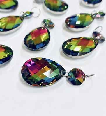 6 Stück Vitrail facettierte Mandel Kronleuchter Glas Tropfen Licht Teile Hochzeit