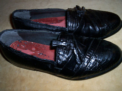 Giorgio Brutini Private Collection Snakeskin Shoes Black Tassel