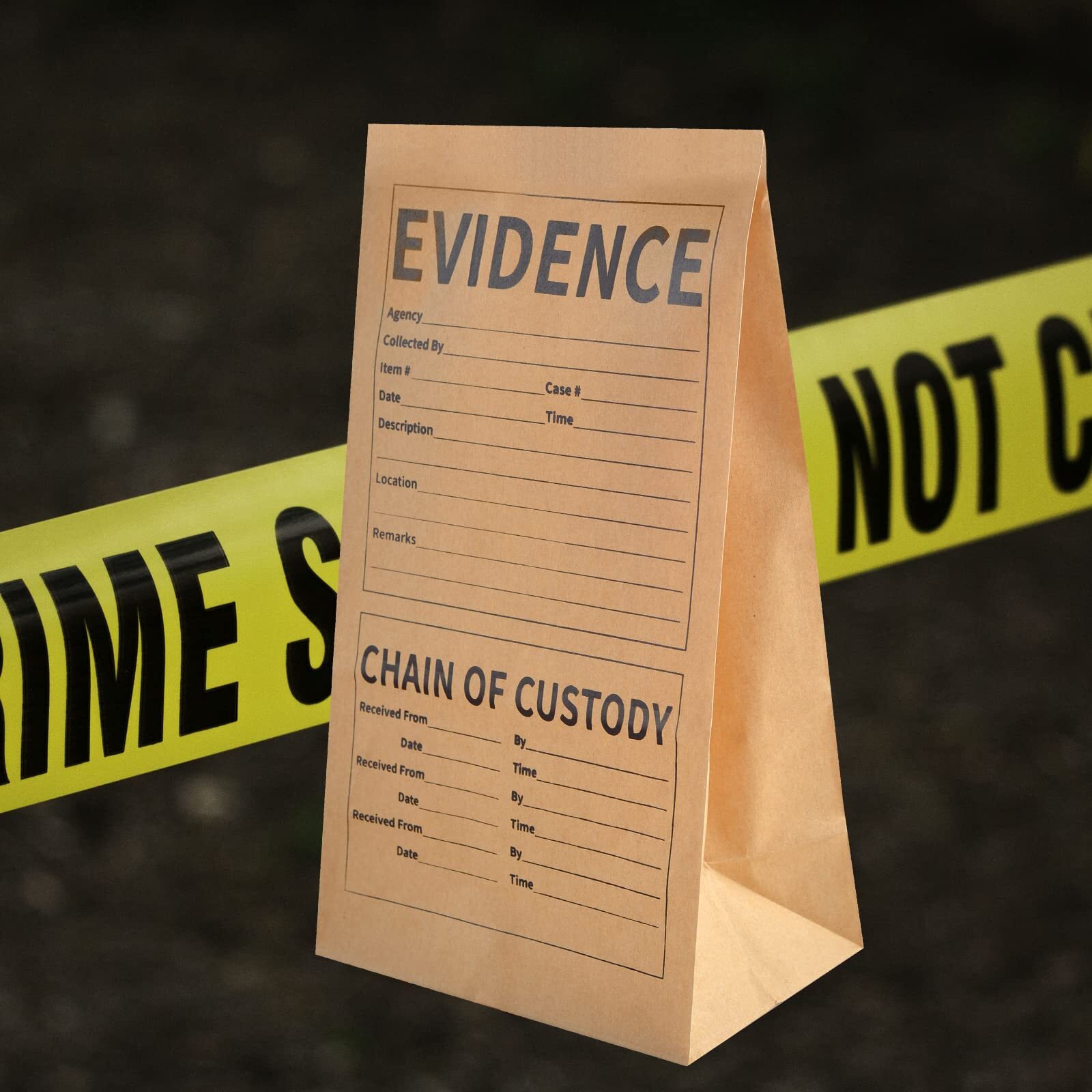 50 Pack Paper Evidence Bags 9.45 * 5 * 3 inch Crime Scene Paper ...