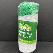 Crafter's Square Decorative Mesh 6 X 5 Yards White and Green Stripes