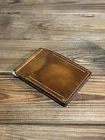 Minimalist money clip leather wallet , hand Dyed & Hand Stitched ,personalized