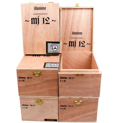 Lot of 5 Illusione MJ 12 1949 Empty Wood Cigar Box 6.75'' x 5'' x 4''