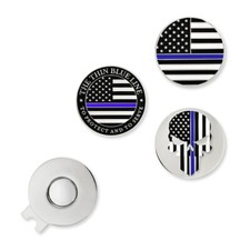 PinMart s Thin Blue Line 3 Pack Magnetic Ball Markers and Hat Clip