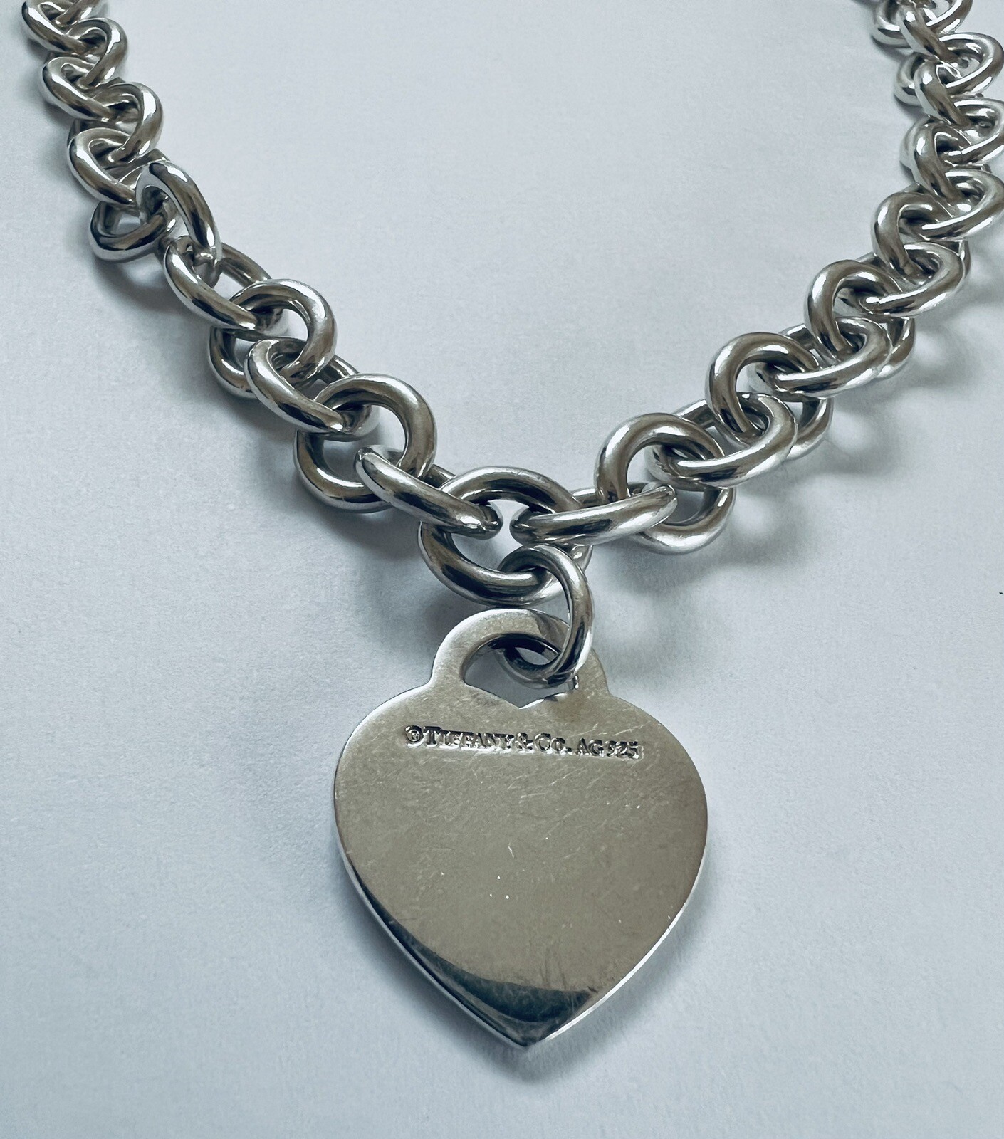 Return to Tiffany & Co New York 925 Silver Heart Tag Chain Link