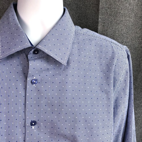 Rosso Milano camicia elegante blu con bottoni vestibilità moderna uomo 3XL 17,5