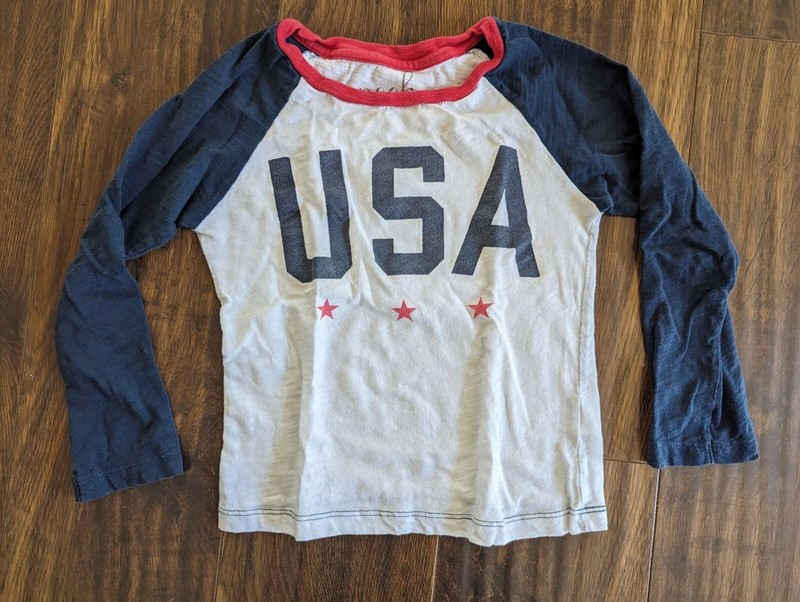 Size 4 5 S Peek USA Red White Blue July 4th Top Shirt Girl Blouse 100% Cotton