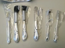 Vintage Int'l Silver Co Silver Plate Makeup Brush Set Velvet Roll Up Case