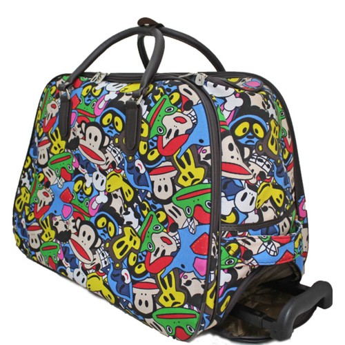 Borsa trolley unisex donna bagaglio a mano stampata floreale weekend su ruote - Foto 33 di 51
