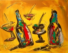 WINE DRINKS   Modern Abstract   Original Oil Painting  IMPRESSIONIST ARTIST U09