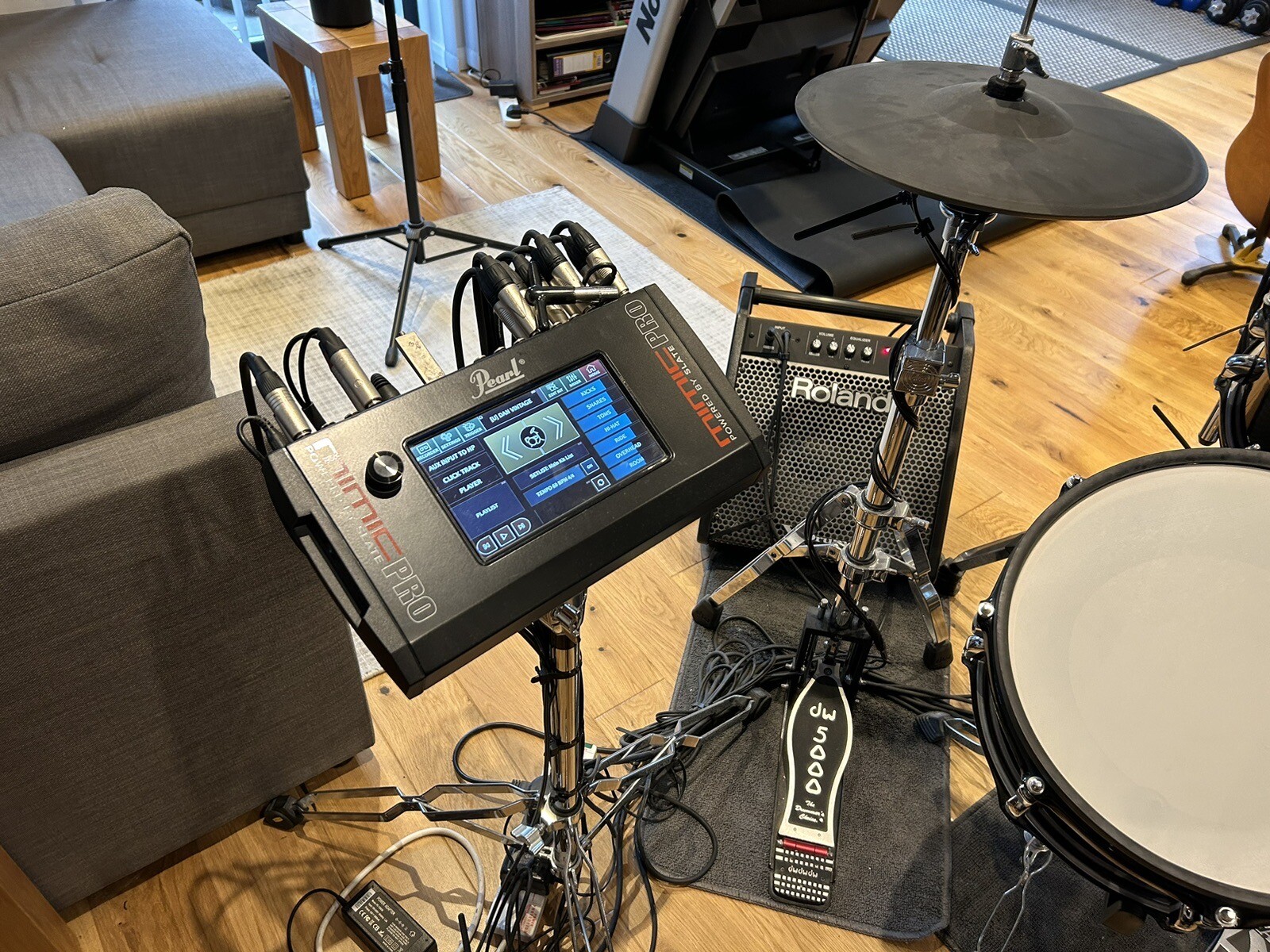 ATV Artist Drum Kit, Pearl Mimic Pro And Roland VDrums PM 100 Monitor