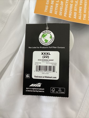 AVIA White MOISTURE WICKING RUNNING SHORT Elastic Waist ZIP Pocket Sz 3XL - Picture 11 of 11