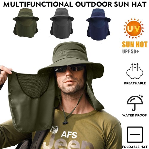 Wide Brim Sun Hat UV Protection Bucket Cap For Hiking Camping Fishing Safari Men